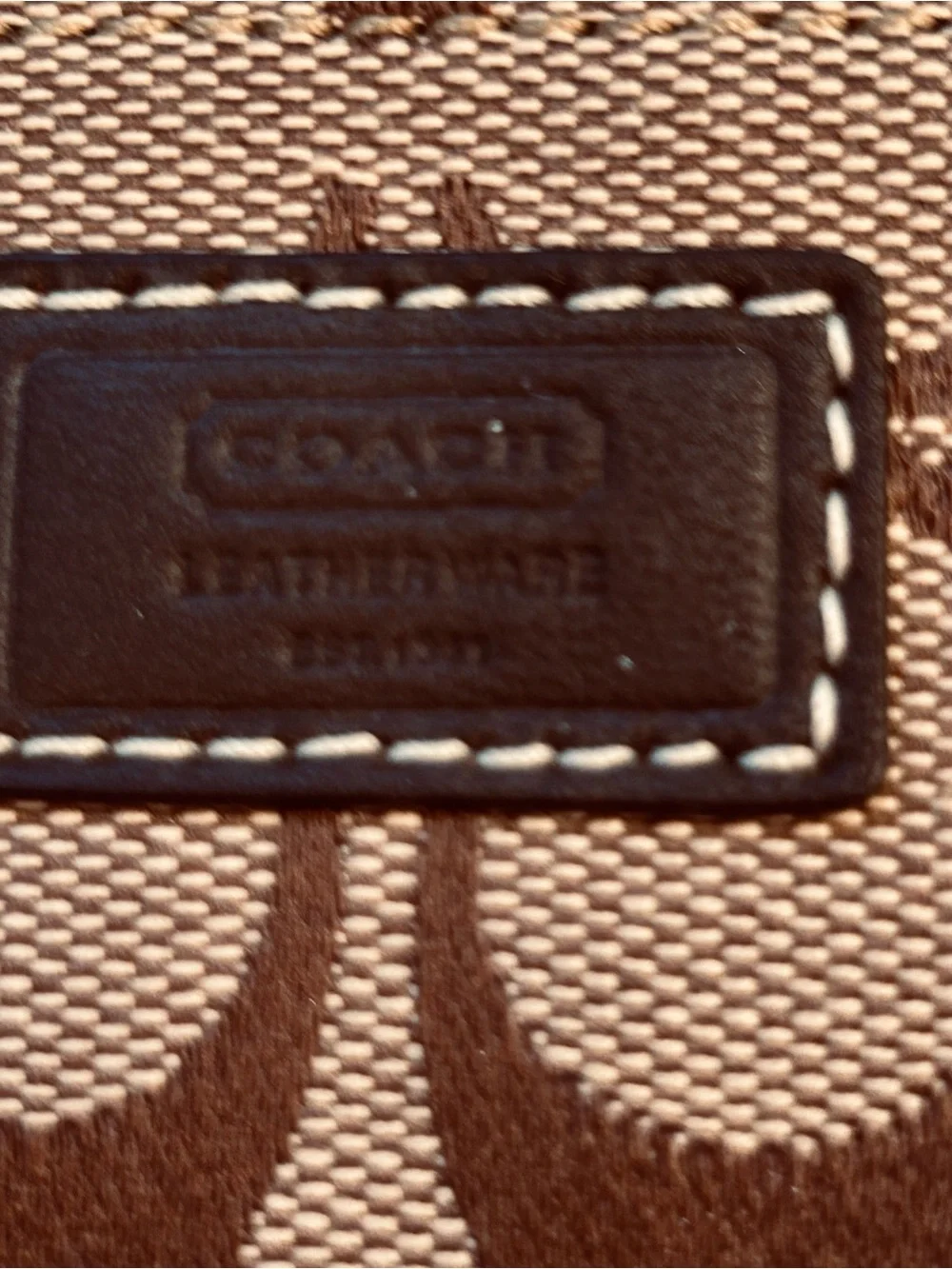Coach Brown/Tan Signature Canvas Wristlet with Leather Strap